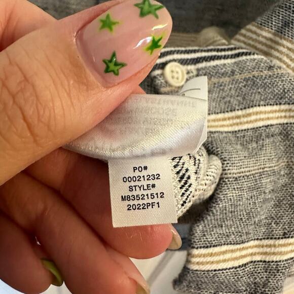 Vince Men's Engineered Stripe Short Sleeve Button Down Shirt White Linen Blend - Picture 7 of 7